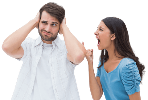 transparent angry woman shouting at frustrated man covering ears - Download Free Stock Videos Pikwizard.com