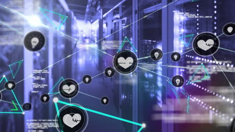 Futuristic Digital Network Overlay on Data Center