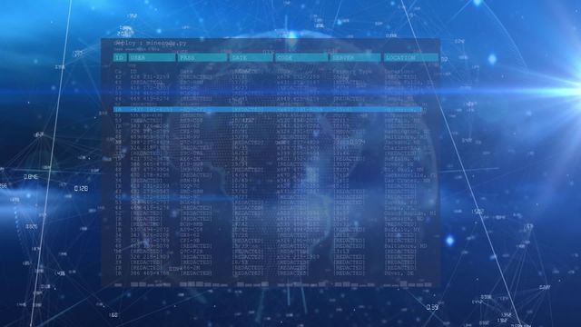 This animation features a globe with network connections, overlayed with data and codes, conveying the complexity and intricacy of global digital communication. Ideal for use in technology presentations, cybersecurity visuals, and online platforms illustrating data processing and network management.