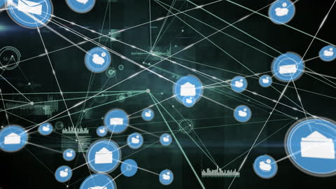 Digital Network Connection with Communication Icons