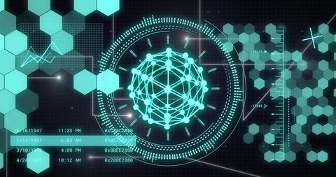 Futuristic Digital Data Processing Interface with Network Globe - Download Free Stock Images Pikwizard.com