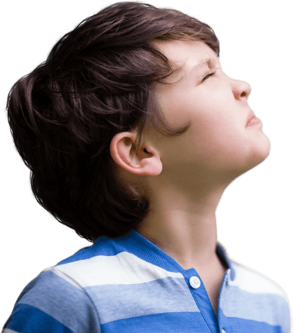 Transparent Thoughtful Young Boy in Striped Shirt Looking Upward - Download Free Stock Videos Pikwizard.com