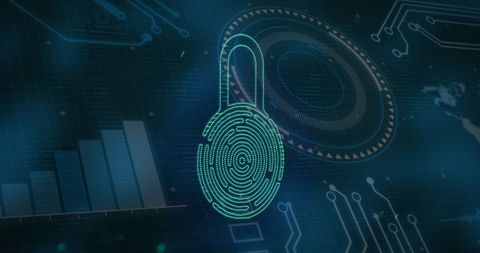 Digital Padlock on Abstract Green Data Background - Download Free Stock Images Pikwizard.com