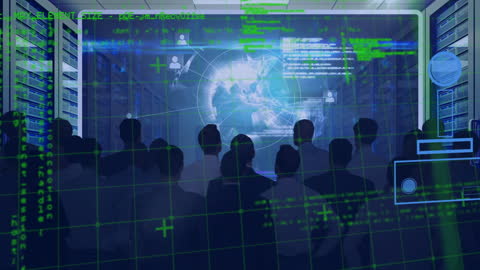 Businesspeople Observing Global Data Analysis in Technological Setting