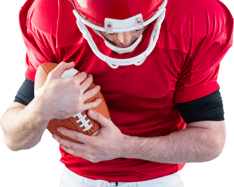Transparent image of american football player holding football