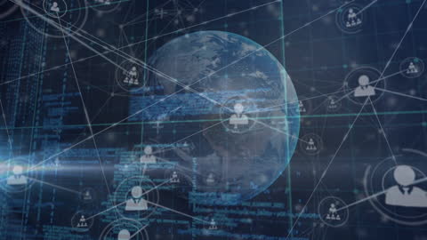 Global Networking Connections Over Earth with Interface Lines