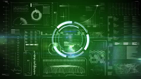 Futuristic Green Digital Data Interface with AR Scanning Elements