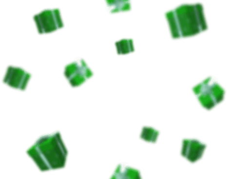 Blurry green gifts on transparent background for holidays