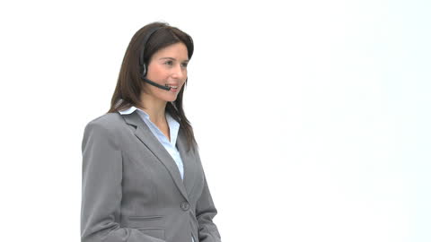Professional Businesswoman Using Headset for Communication