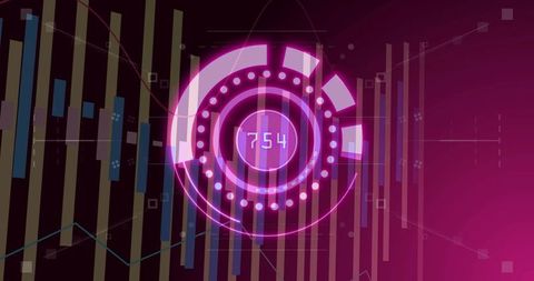 Neon Pink Digital Interface with Data Visualization