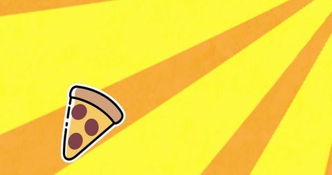 Colorful Cartoon Pizza Slice Over Sunburst Background - Download Free Stock Images Pikwizard.com