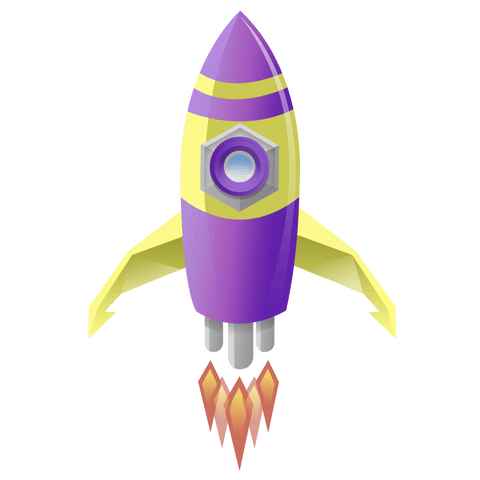 purple and yellow space rocket on transparent background - Download Free Stock Videos Pikwizard.com