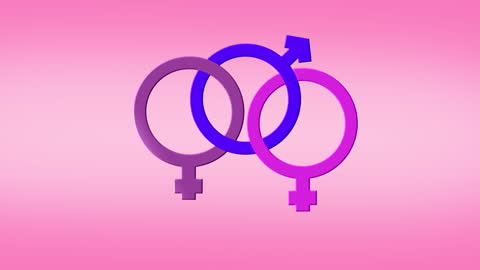Gender Integration: Overlapping Symbol Animation on Pink Gradient