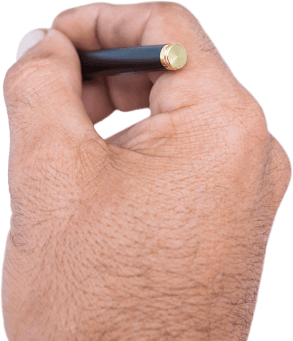 Man's Hand Holding Pencil with Transparent Background Close-Up