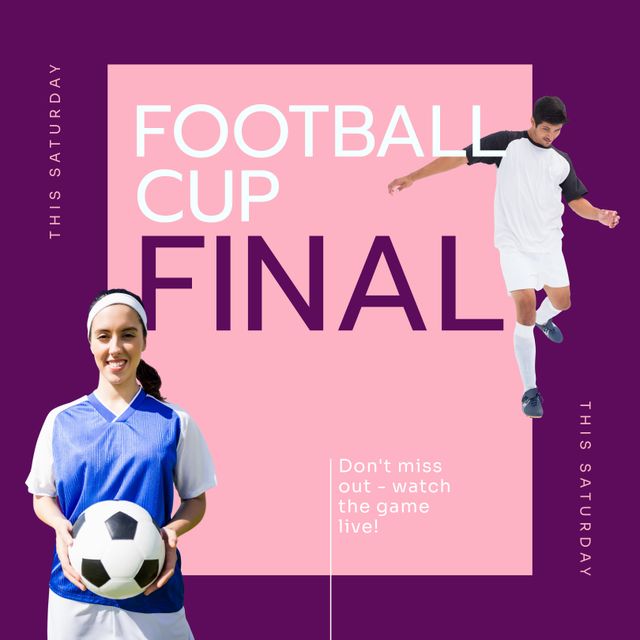 Football Cup Final Announcement with Diverse Female and Male Players - Download Free Stock Templates Pikwizard.com