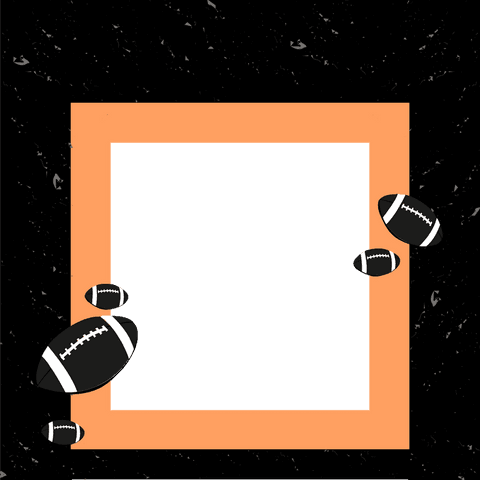 Geometric football art with transparent square frame design