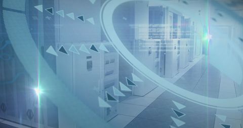 digital interface overlay on modern data center environment - Download Free Stock Images Pikwizard.com