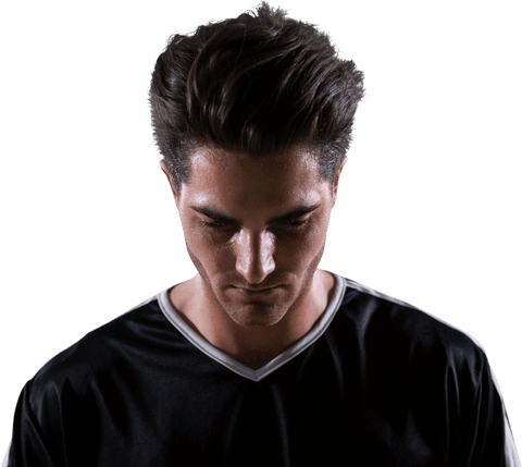 Transparent Portrait of Upset Football Player Looking Down