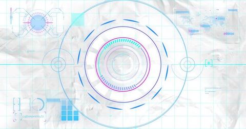 Abstract hud interface on crumpled paper