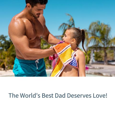 Father Envelopes Little Girl in Warm Towel on Vacation