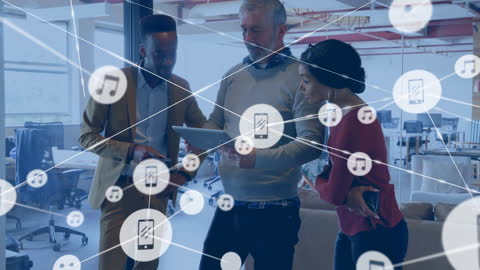 Diverse Business Team Integrating Digital Media Connections