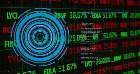 Futuristic Digital Interface Over Trading Dashboard with Code Overlay