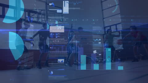 Dynamic Sports Analytics Overlaid on Intense Basketball Game