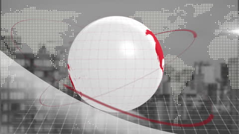 Animated Spinning Globe with Digital World Map Overlay