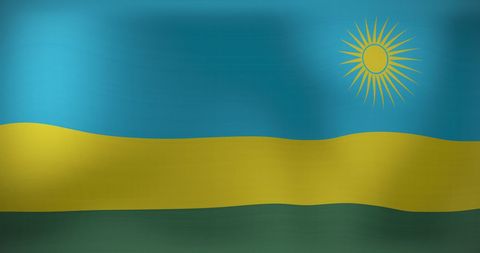 Waving rwandan flag with sun emblem