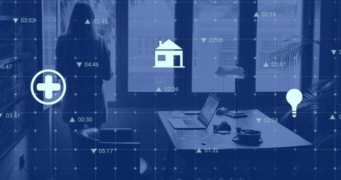 Businesswoman Contemplating Future in High-Tech Office Environment