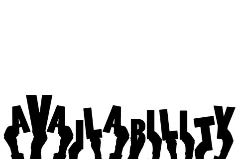 Hands connecting with availability text transparent background