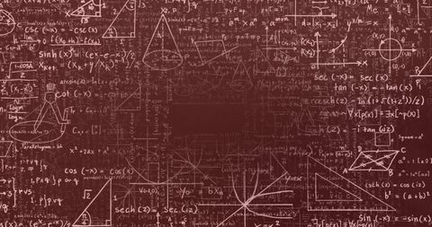 Complex mathematical diagrams on a dark background
