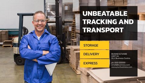 Confident Warehouse Worker Promotes Efficient Logistics Services - Download Free Stock Templates Pikwizard.com