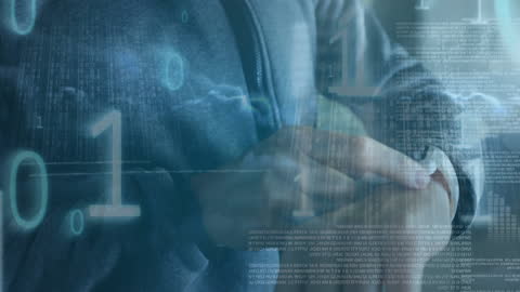 Man using Smartwatch with Digital Data Overlay