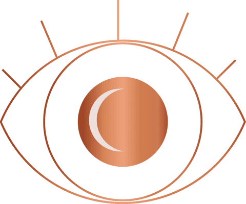 Copper gradient eye with crescent on transparent background