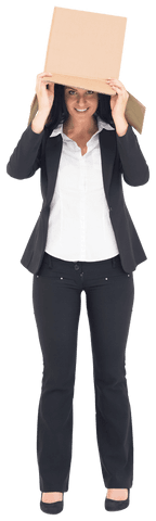 Transparent Businesswoman Playfully Holding Cardboard Box - Download Free Stock Videos Pikwizard.com