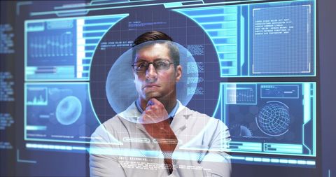 Scientist Analyzing Medical Data on Futuristic Interactive Screen - Download Free Stock Images Pikwizard.com