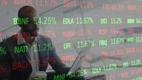 Financial Professional Analyzing Stock Market Data on Tablet