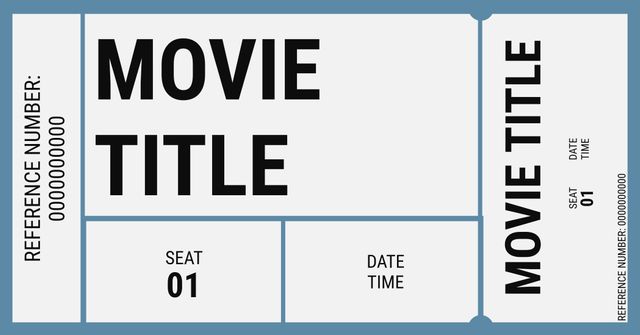 Versatile blank movie ticket template suitable for customizing and printing for movie premieres, film-themed events, or private screenings. Modify with movie titles, date, time, and seat information to create personalized event tickets. Ideal for theaters, film festivals, and movie party invitations.