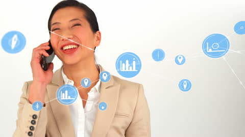 Businesswoman Engaged in Digital Communication with Technology Interface