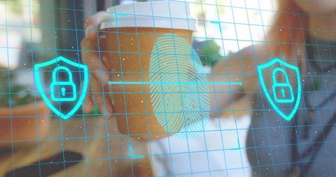 biometric security with technology and coffee lifestyle - Download Free Stock Images Pikwizard.com
