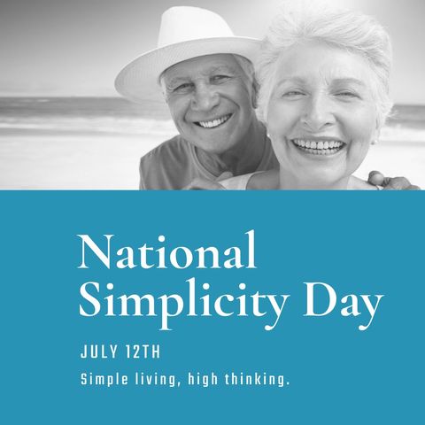 elderly couple celebrating national simplicity day on beach - Download Free Stock Templates Pikwizard.com