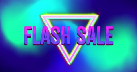 Vibrant Flash Sale Text with Geometric Triangles