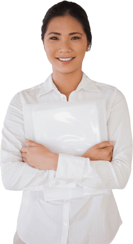 Confident Businesswoman Smiling in White Transparent Background