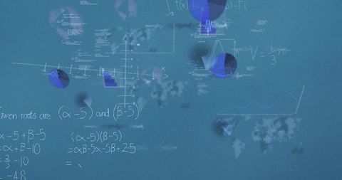 Mathematical Equations and Data on Blue Background - Download Free Stock Images Pikwizard.com