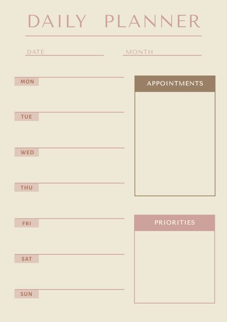Minimalist Weekly Planner Template with Appointment and Priority Sections - Download Free Stock Videos Pikwizard.com