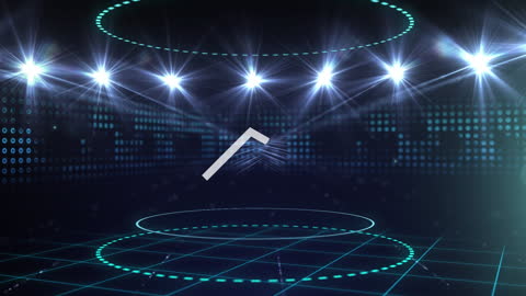 Futuristic Digital Arrow in Virtual Grid