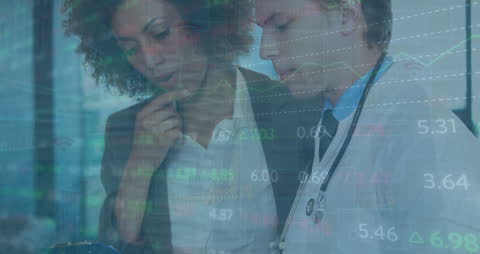 Diverse Medical Professionals Analyzing Financial Data