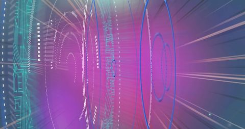 futuristic digital interface with scanning graphic over blue purple blurred light trails - Download Free Stock Images Pikwizard.com
