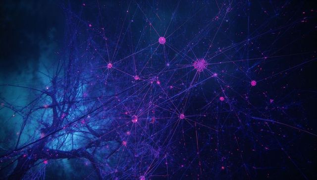 Futuristic network connections with glowing nodes and lines